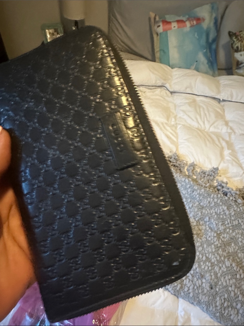 Gucci Black Embossed GG Zip-Around Wallet - Picture 2 of 9